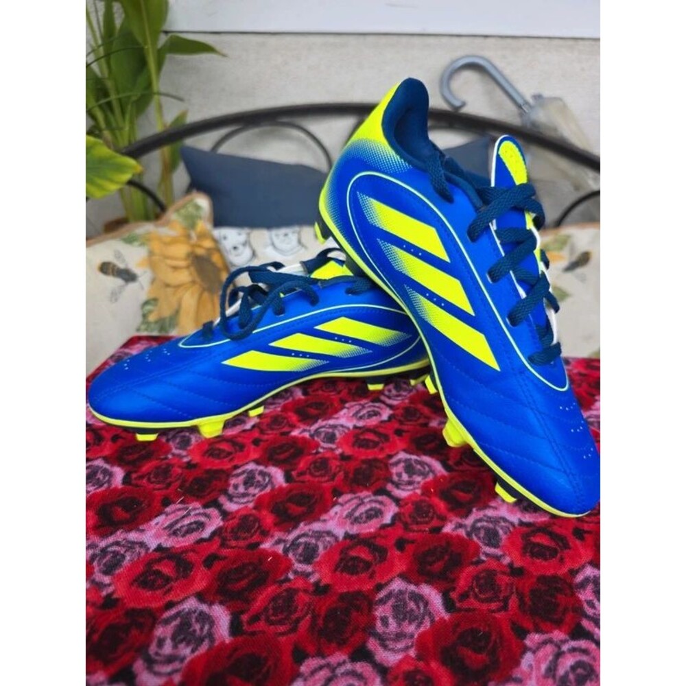 adidas Kids Goletto Soccer Cleats Blue Neon Yellow Size 3